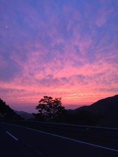 ハイウェイからの夕陽