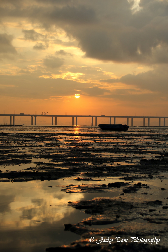 香港后海湾の夕焼け