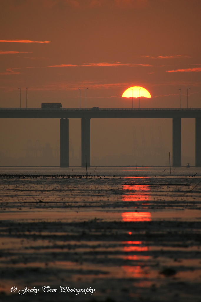 香港后海湾の日没