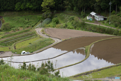 棚田と写り込み