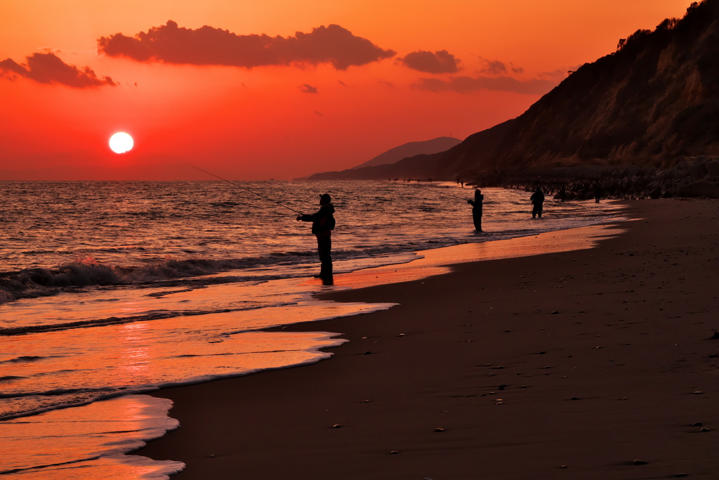 浜の夕暮れ