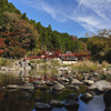 香嵐渓　奥の赤い吊り橋