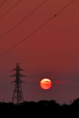 鉄塔の夕日