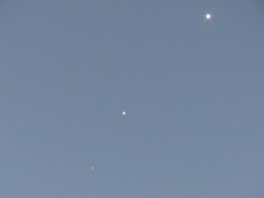 薄明時の金星、木星、火星