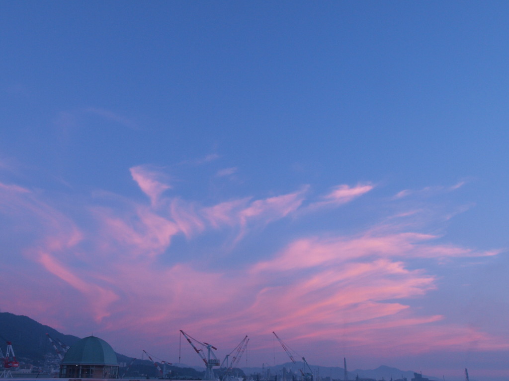 花火会場の夕焼け