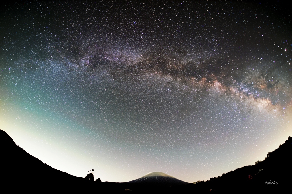 Star bridge over Mt.Fuji