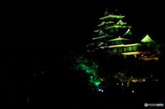 ライトアップの岡山城
