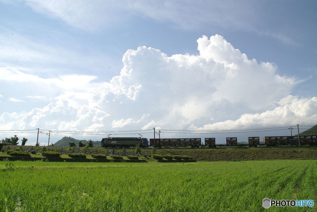 夏の空と貨物列車