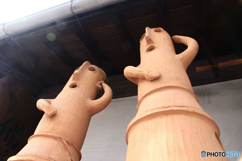 店先の大きな埴輪