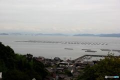 牡蠣棚の見える風景