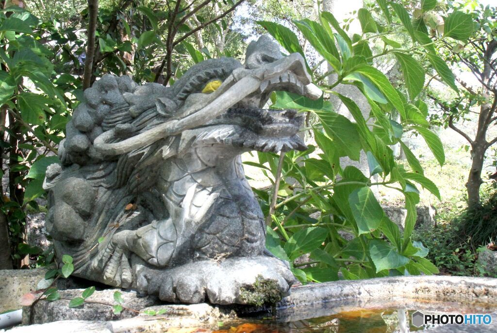 神社探訪　惣社八幡宮　手水舎の水の出口