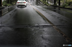 雨上がりの道路