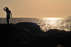 海・夕焼け・麦わら帽子