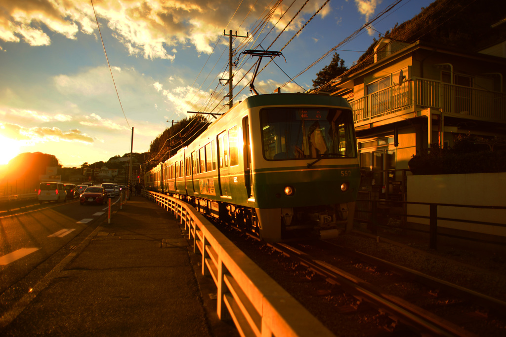 夕陽を浴びて…