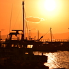 漁港の夕景