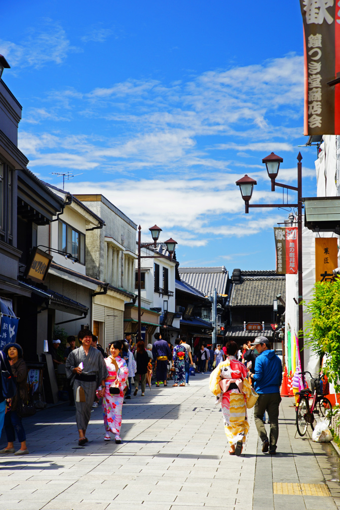 秋の空と浴衣の色合い～小江戸 川越散策～