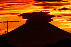 神々しい夕焼け空と富士 ⑦