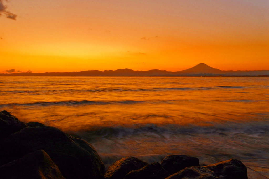夕景～富士と海～②
