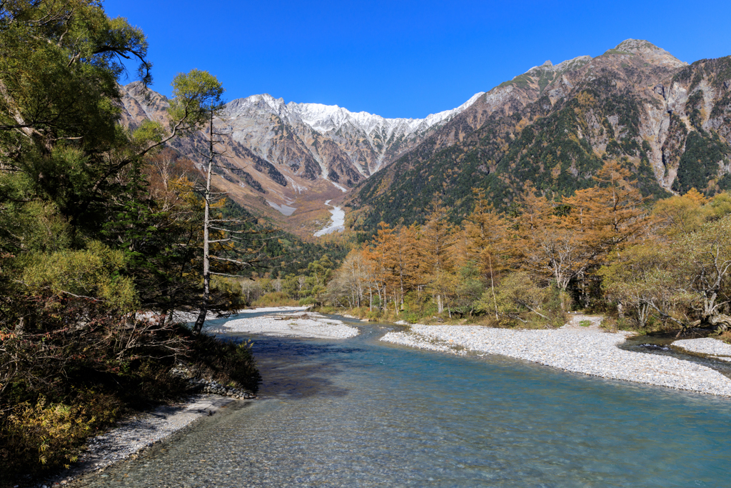 清流と美しい山々が織りなす風景