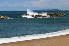 大波注意（浜地海水浴場より）