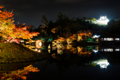 錦秋の彦根城借景３(玄宮園より）