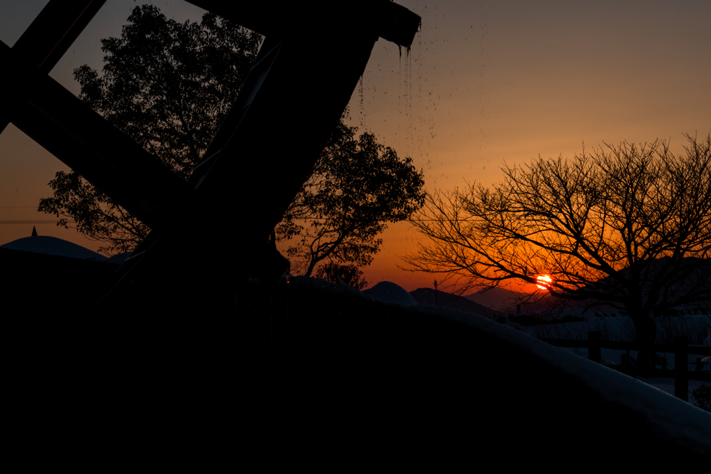 夕陽（能登川水車より）