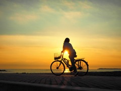 日の出、自転車散歩