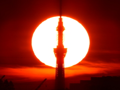 スカイツリーと朝日　2016夏