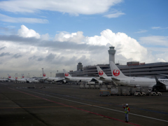 羽田の朝　鶴のマーク