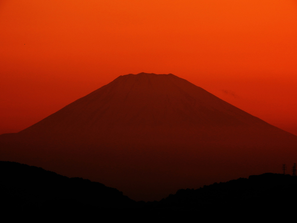 夕暮れの富士