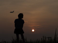 『あの飛行機はどこへ行くのかな･･･』