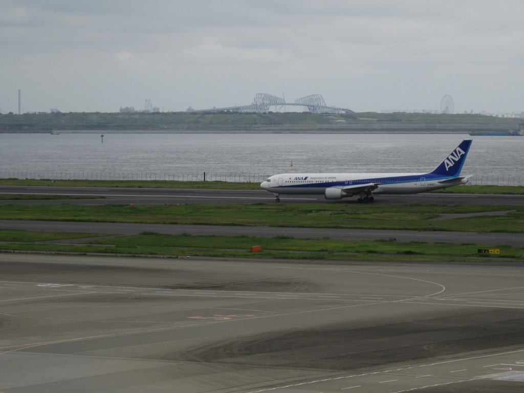 航空機と、東京ゲートブリッジ