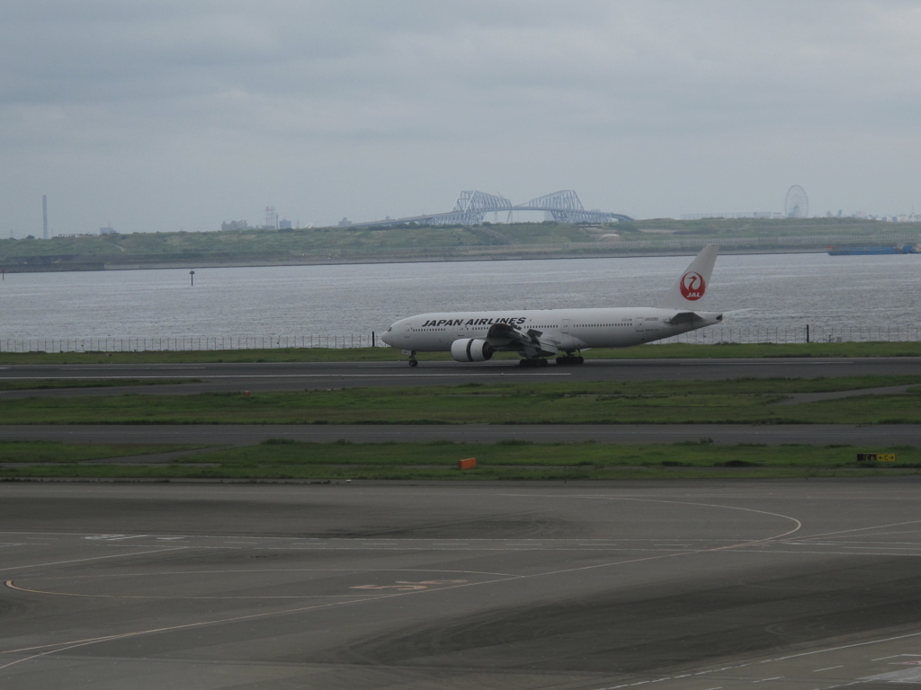 航空機と、東京ゲートブリッジ