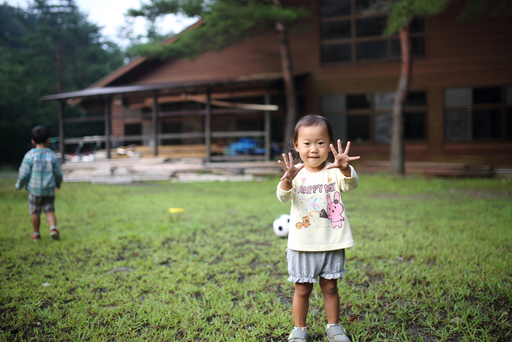 キャンプ場での朝