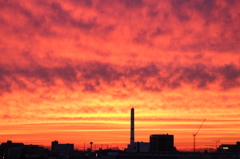 燃えるような夕日