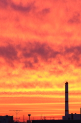 燃えるような夕日