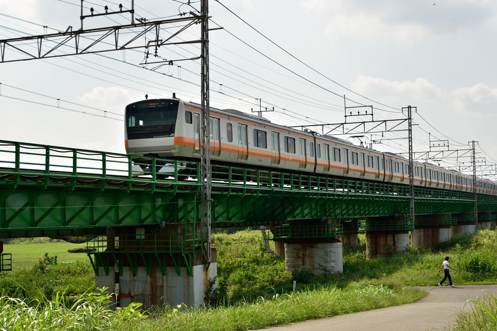 多摩川を渡る中央特快
