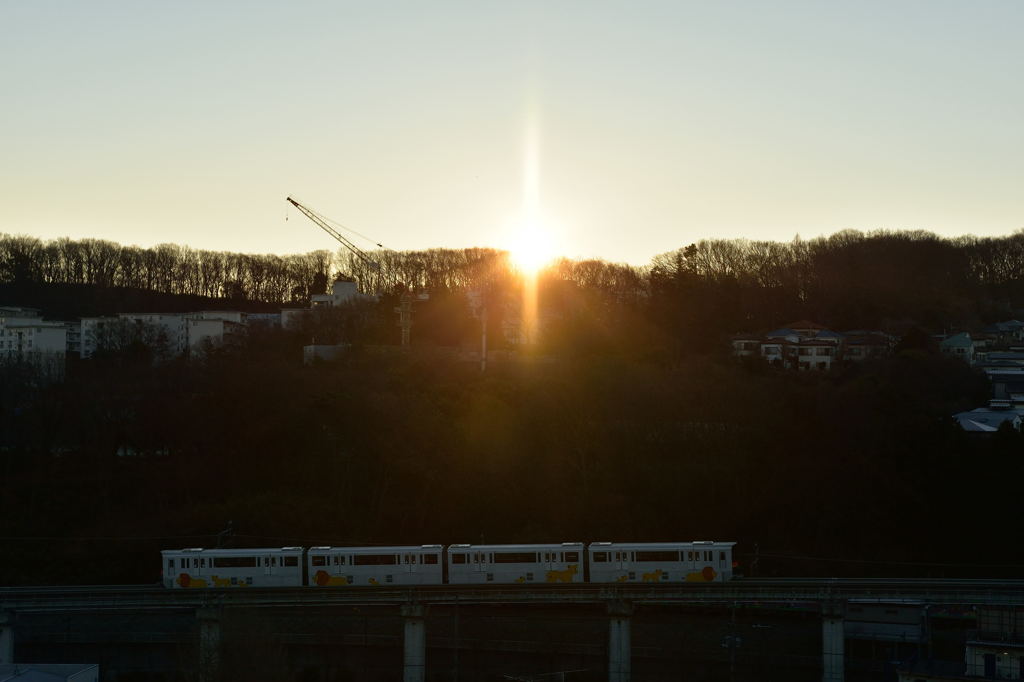 初日の出とモノレール
