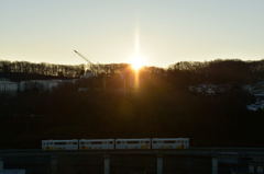 初日の出とモノレール