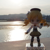 夕日を背に