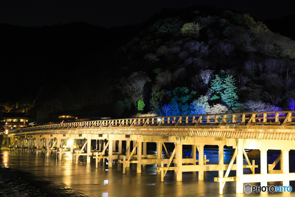 ライトアップされた渡月橋