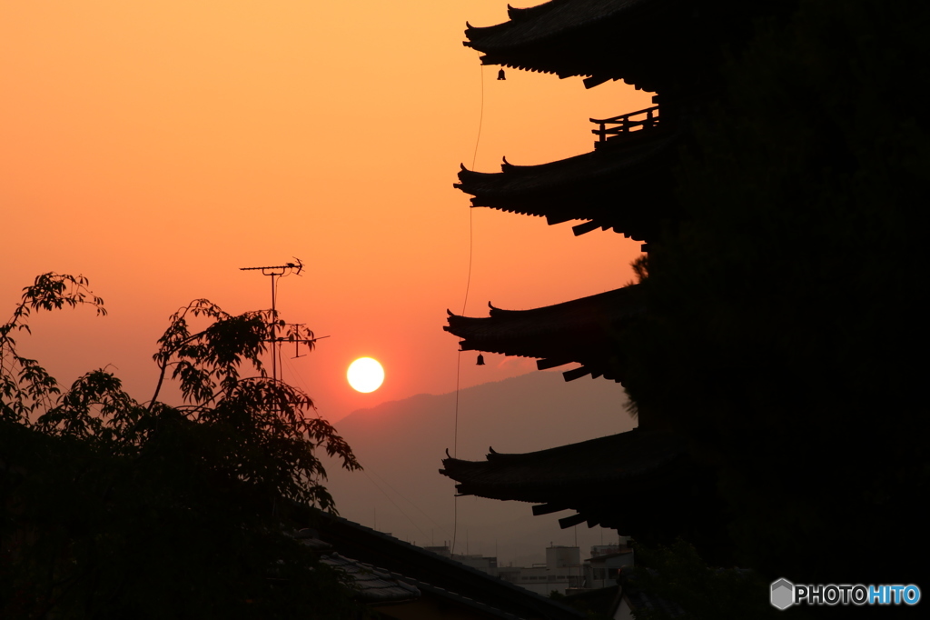 八坂の塔 夕焼け-2