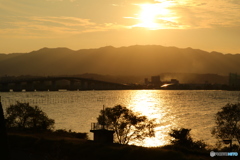 夕空と琵琶湖大橋