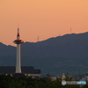 夕日が灯る 京都タワー