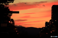 街中で見た夕景