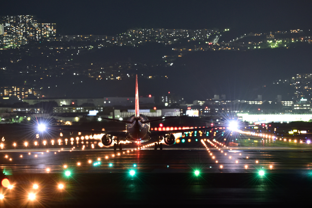 伊丹空港　千里川　夜景