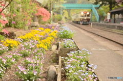 花壇のある駅