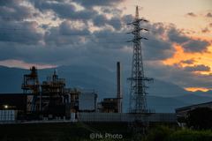 工場夕景