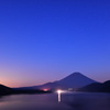 日没後の富士と本栖湖