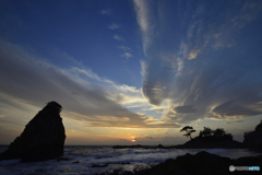 立石海岸の夕陽